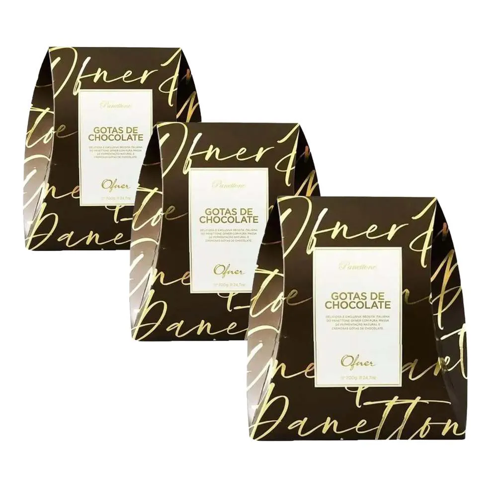 3 Panettone Gotas de Chocolate 700g